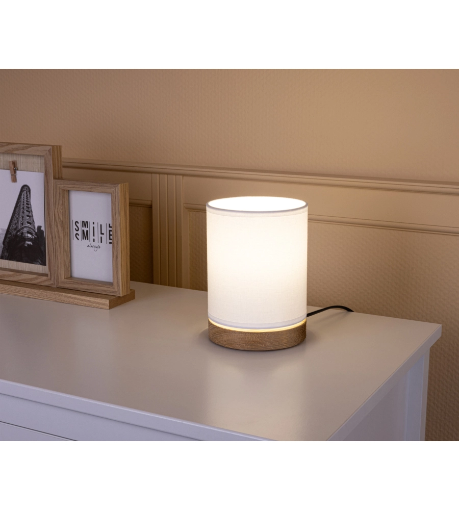 LAMPADA DA TAVOLO ONLI "KAMO" LEGNO E TESSUTO, E27